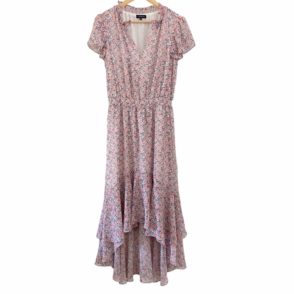 1.State Dress Sunwashed Floral Print High Low Pink Blue Women’s Size Small - Picture 3 of 10